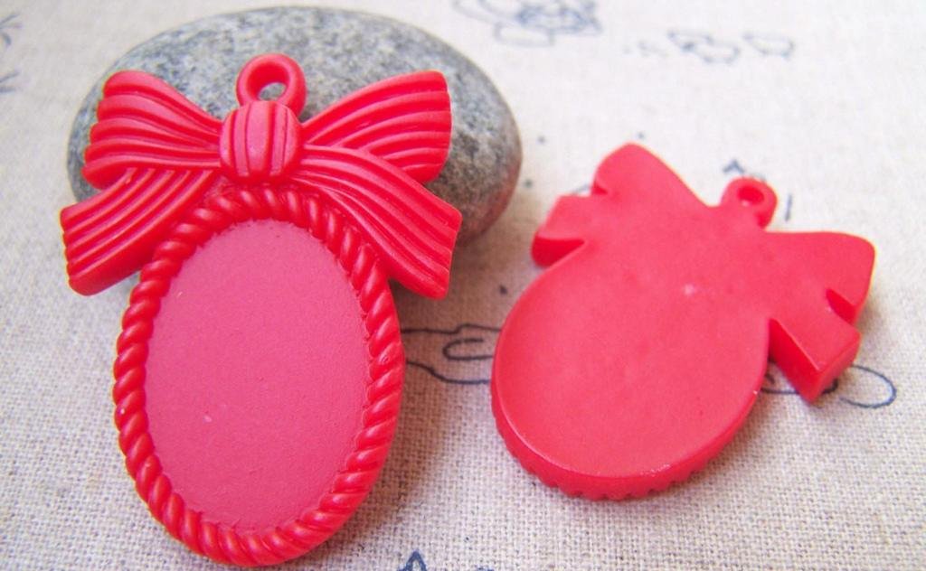 10 pcs Resin Red Bow Tie Knot Cabochon Base Settings A3073