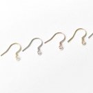 4 pcs (2 Pairs) 925 Sterling Silver Coiled Earring Hook Earwire 0.65mm (23 Gauge) / Champagne Gold