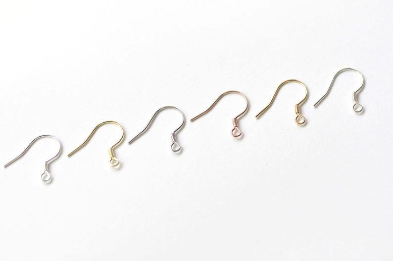 4 pcs (2 Pairs) 925 Sterling Silver Coiled Earring Hook Earwire 0.7mm (22 Gauge) / Polished 925 Silv