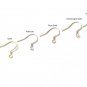 4 pcs (2 Pairs) 925 Sterling Silver Flat Coiled Earring Hook Earwires 0.6mm (24 Gauge) / Platinum