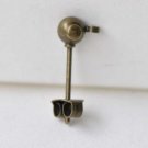 Antique Bronze Ball Earring Post Ear Stud With Backs Set of 20 A8634
