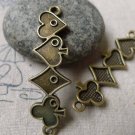 Antique Bronze Poker Suit Connector Bracelet Pendants Set of 10 A6757