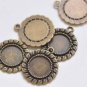Antique Bronze/Silver Flower Round Base Settings Match 12mm Cabochon Antique Bronze / 120 pcs
