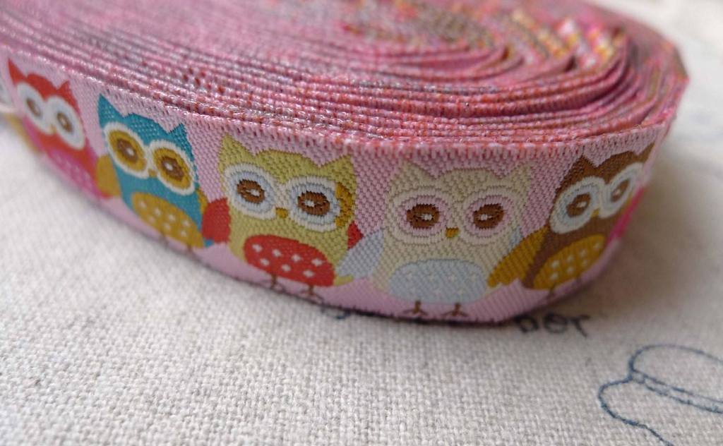 10 Yards Yarn Weave Stitched Owl Ribbon Label String A6856