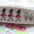 5.46 Yards Solider Tower Bus Bird Pattern Print Linen Ribbon A2592