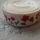 Red Flower Print Cotton Ribbon Label String A5558