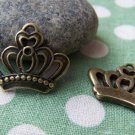 20 pcs Antique Bronze Filigree Half Crown Charms  18x22mm A2775