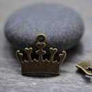 Antique Bronze Heart Crown Charms Pendants Set of 30 A7823