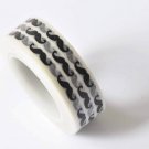 Black Moustache Adhesive Washi Tape 15mm x 10M Roll A12427
