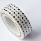 Black Polka Dots Adhesive Washi Tape 15mm Wide x 10M Roll A12680