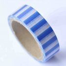 Blue Stripes Deco Adhesive Washi Tape 15mm Wide x 5M Roll A12828