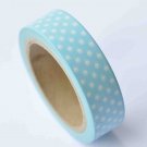 Blue Washi Tape White Polka Dots Masking Tape 15mm x 10M Roll A12866