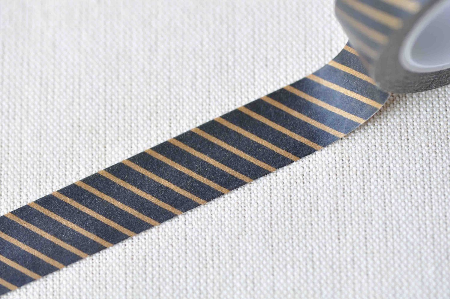 Brown Stripes On Black Adhesive Washi Tape 15mm x 10M Roll A12826