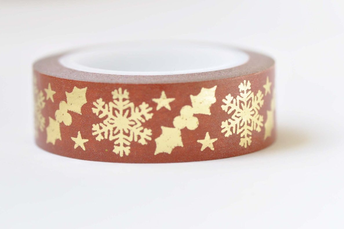 Christmas Red Snowflake Washi Tape 15mm x 10M Roll A12183