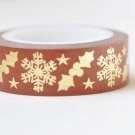 Christmas Red Snowflake Washi Tape 15mm x 10M Roll A12183