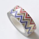 Colorful Chevron Adhesive Washi Tape 15mm Wide x 10M Roll A13256