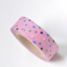 Colorful Dots Adhesive Paper Tape 15mm Wide x 10M Roll A13210