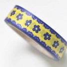 Cute Blue Flower Adhesive Planner Washi Tape 15mm Wide x 5M Roll A10562