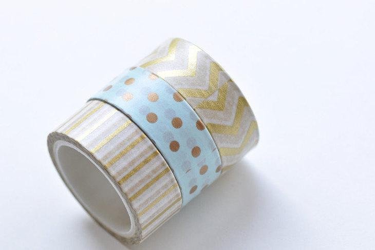 Dot Stripe Chevron Washi Tape Set 15mm Wide x 5M / 3 Rolls A Set A12945