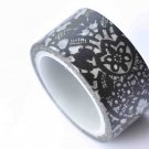 Elegant Black Flower Masking Washi Tape 20mm x 5M Roll A12868