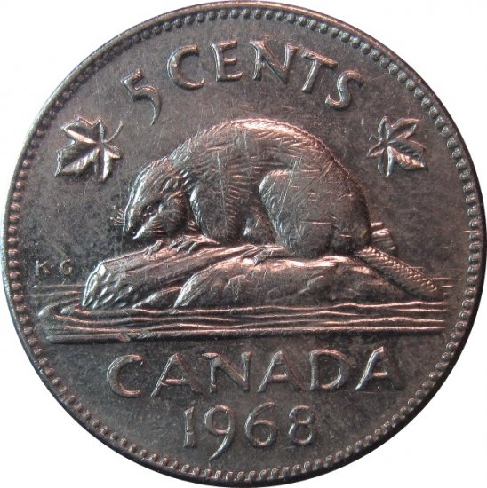 1968 Canadian 5 Cent