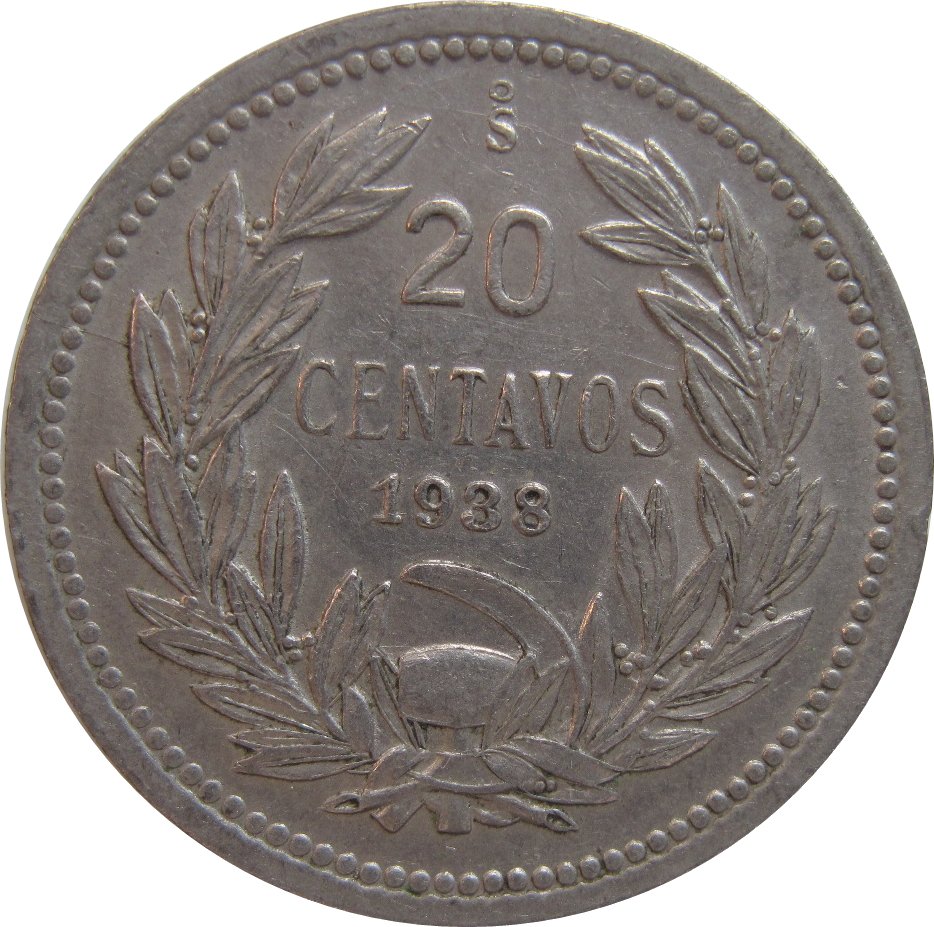 1938 Chile 20 Centavos