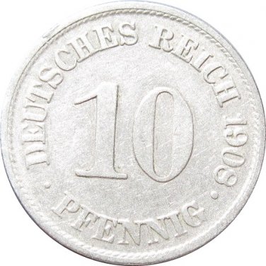 1908 A Germany 10 Pfennig