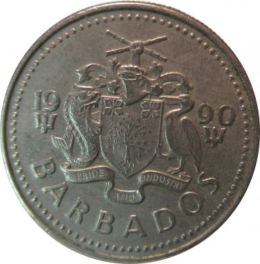 1990 Barbados 25 Cent