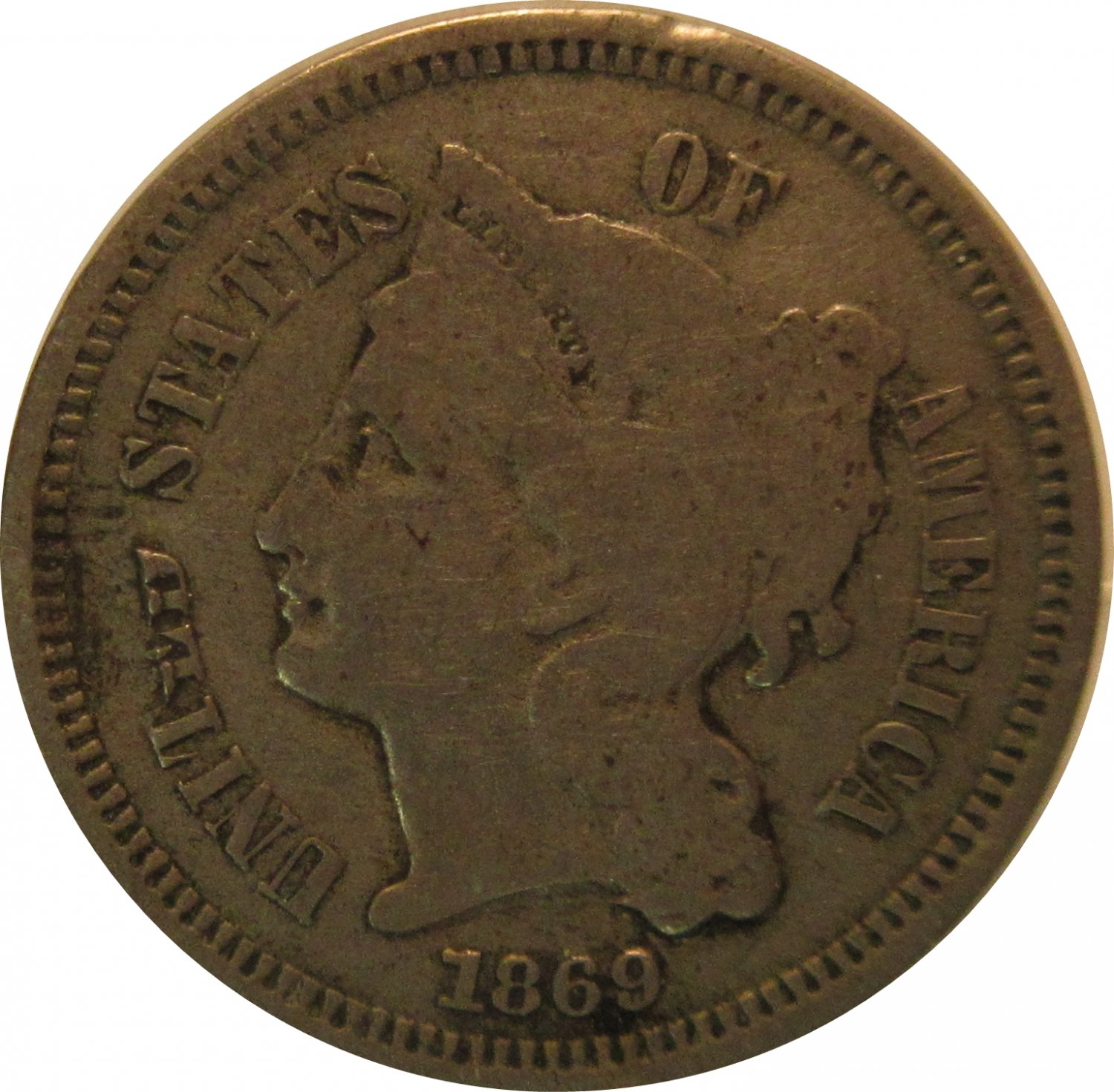 1869 US 3 Cent Nickel