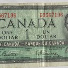 Canada 1954 $1.00 Note Serial 9567196