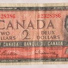 Canada 1954 $2.00 Note x 2 Serial 2328386, 8177922