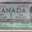 Canada 1954 $1.00 Note Serial 6144225