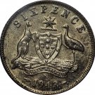 1943D (SILVER 125) Australia Six Pence