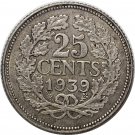 1939 Netherlands 25 Cents (SILVER 125)
