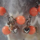 Coral Heart Charm Bracelet