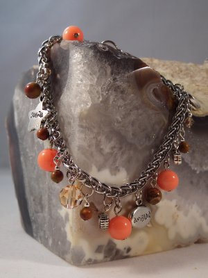 Coral, JasperCharm Bracelet