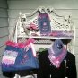 Five Piece FURshionista Fashion "Retrodelic Raspberry" Designer Pet Carrier Ensemble