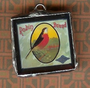 Glass Charm Antique Bird Packing Label