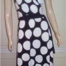 WOMENS MERONA BLACK WHITE POLKA DOT COCKTAIL DRESS SZ L