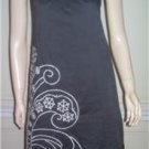 ANTHROPOLOGIE FLOREAT GREY BLACK EMBROIDERED DRESS SZ 4