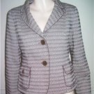 TALBOTS PETITES BROWN WHITE WOVEN BLAZER SZ 10 P