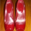 WOMENS ~ ALDO RED PATENT PEEP TOE HEELS SHOES SZ 37 7