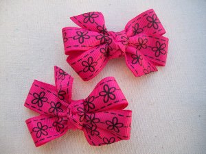 Hot Pink Flower Clippies
