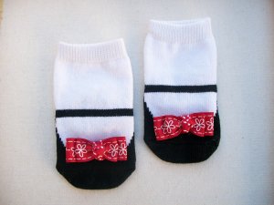 Red Flower Bow Socks