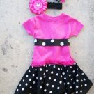 Hot Pink and Black Polka Dot Bandana Twirl Dress
