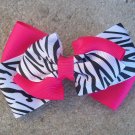 Hot Pink Zebra Stacked Bow