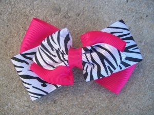 Hot Pink Zebra Stacked Bow