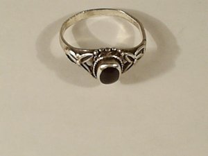 Vintage 925 solid silver Black Onix stone ring