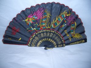 Chinese Dragon Hand Fan Embroidery. *** Free Shipping ***