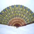 Chinese Peacock Tail (YELLOW)  Hand Fan Embroidery ~ Nice color